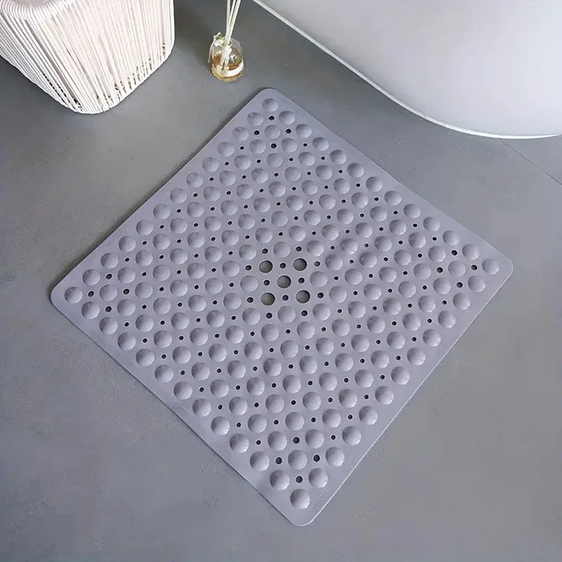 1pc 21x21inch Square Non-Slip Shower Mat – Anti-Slip Shower Mats– Secure Grip for Shower Stall Floors - Bathroom Mat Clear