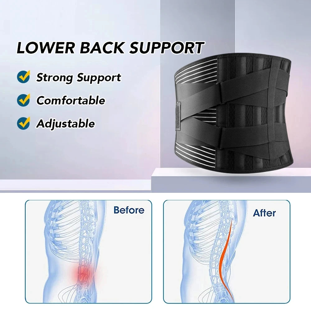 Back Lumbar Support Belt Waist Protector Orthopedic Corset Sport Support Tape Spine Decompression Waist Trainer Fitness Safety