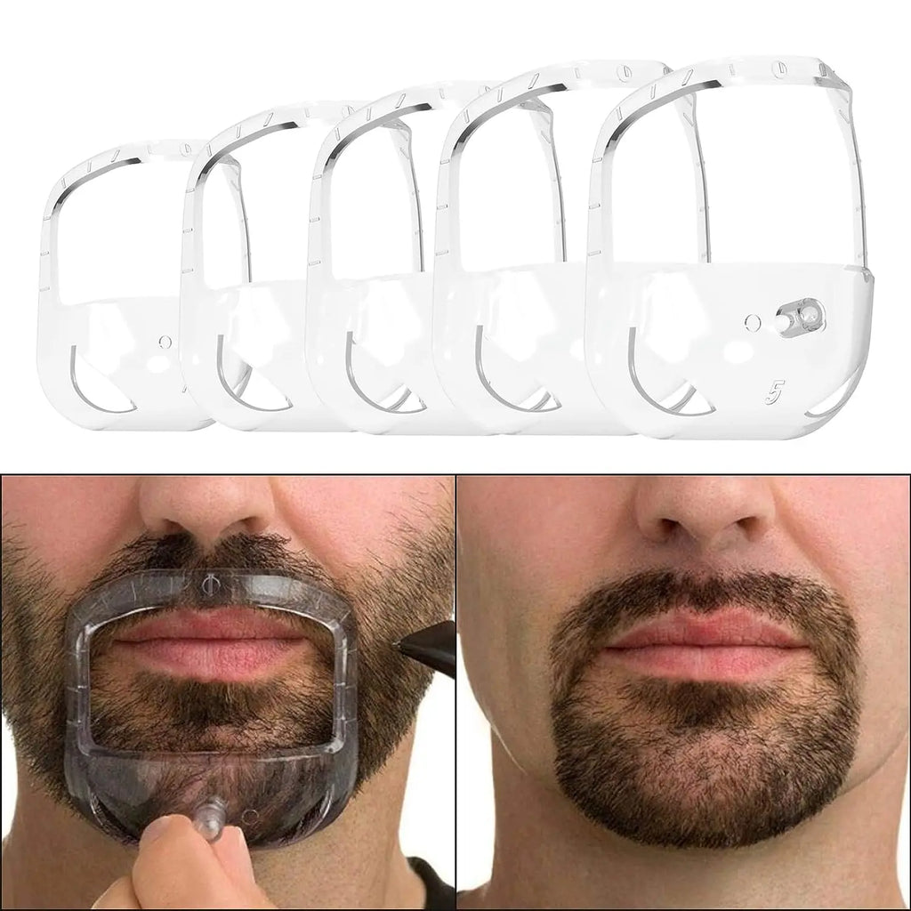 6pcs Beard Shaping Kit – 5 Size Beard Templates & 1 Multifunctional Styling Comb for Perfect Grooming (Blue & Transparent)