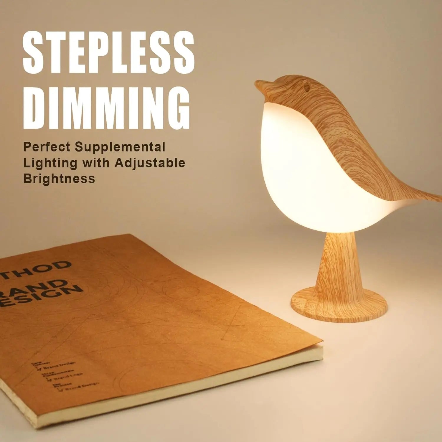 Touch small table lamp bird lamp 3-color dimming USB rechargeable cordless bedside night light children's bedroom living room